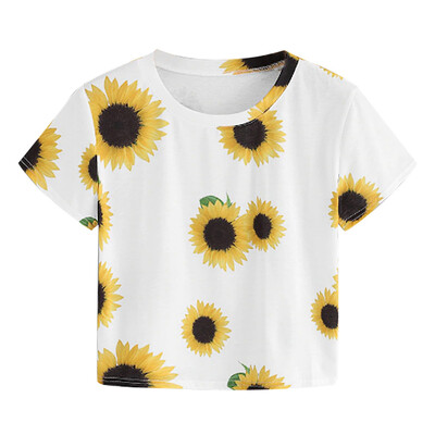 

Starmoon Fashion Womens Casual T-Shirt O-Neck Short Sleeve Sunflower Print Tops Tee
