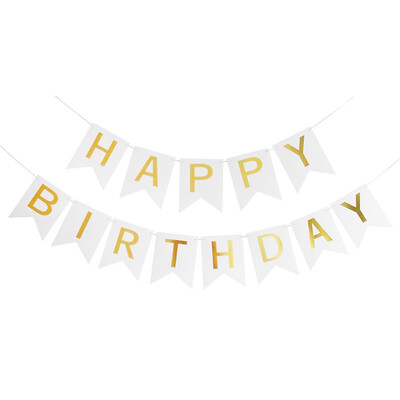 

FUNNYBUNNY Happy Birthday Banner Bronzing Letter Fishtail Bunting Lahua Party Flags Party Decorations Christmas Banner