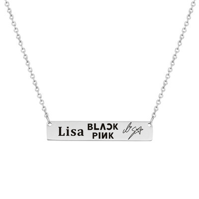 

KPOP BLACKPINK Stainless Steel Letters Lettering Pendant Necklace Boys Girls Summer Necklace JENNIE JISOO LISA ROSÉ Gifts for Fans