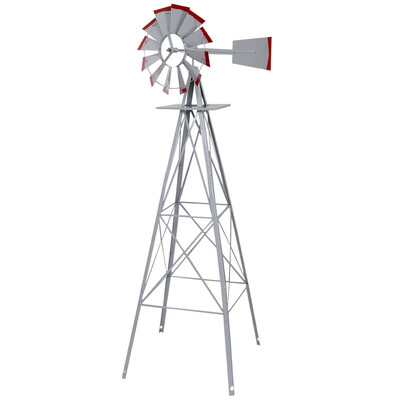 

GreenGray 8 ft Tall Garden Ornamental Windmill -Gray
