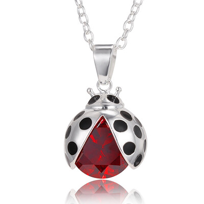 

New Zircon Pendants Necklace For Women Crystal Ladybug Gold Sliver Color Long Necklaces Fashion Jewelry Christmas Gift