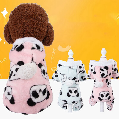 

Cute Dog Clothes Jumpsuit Panda Pattern with Plush Tail Warm Winter Puppy Cat Coat Costume Pet Clothes Outfit Winter Clothes