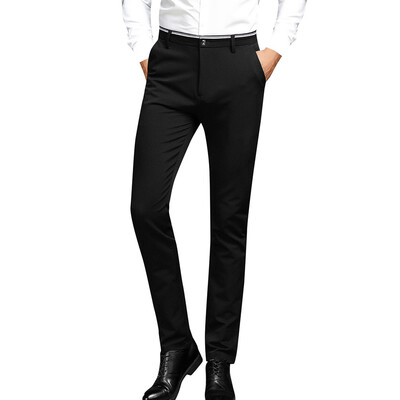 

Gobestart Mens New Fashion Solid Casuall Slim Zippered Business Pants Long Trousers