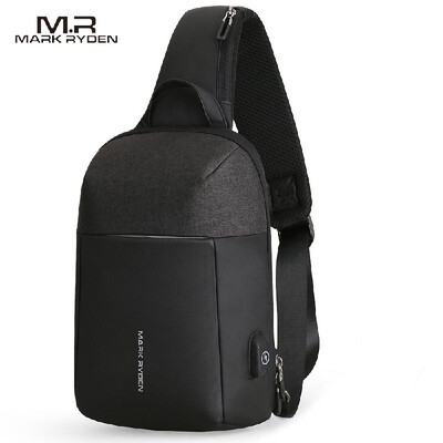 

MARK RYDEN Portable USB Charge Anti-Theft Contrast Color Man Chest Pack Waterproof Multi-Function Leisure Chest Pack