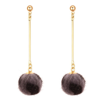 

2019 Leopard long Earrings Beautiful Shiny Lady Faux Fur Ball Drop Earrings for Women Round Earrings Jewelry party earrings