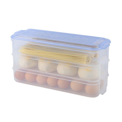 

3-Layer Refrigerator Storage Box Kitchen Organizer Food Clear Container with Lid