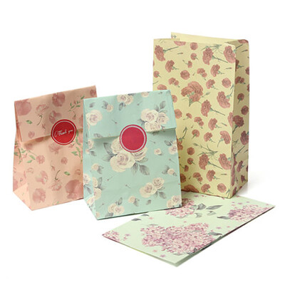 

12pcs Flowers Floral Paper Gift Bag Xmas Party Holiday Cookies Bag Sticker