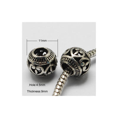 

Antique Silver Tibetan Style European Beads Rondelle with Heart 11x9mm Hole 45mm