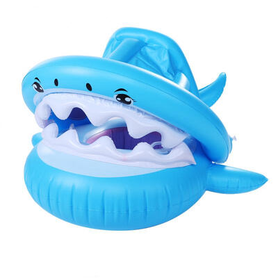 

Greensen Cartoon Shark Shape Children Inflatable Swimming Ring With Awnings