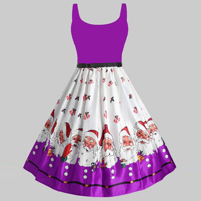 

Tailored Women Vintage Sleeveless Christmas Print Housewife Evening Party Prom Dress