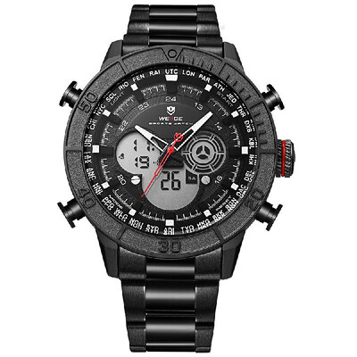 

WEIDE WH6308 Dual Display Two Movement Quartz Digital Men Watch Sports 3ATM Waterproof 50mm Big Dial Large Face Week Calendar Alar