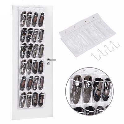 

〖Follure〗24 Pockets Simple Houseware Crystal Clear Over the Door Hanging Shoe Organizer