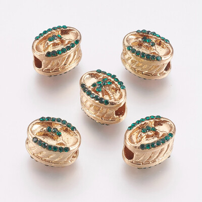 

Alloy European Beads Large Hole Beads with Rhinestone Oval with Dolphin Light Gold 13135x95x9510mm Hole 4mm