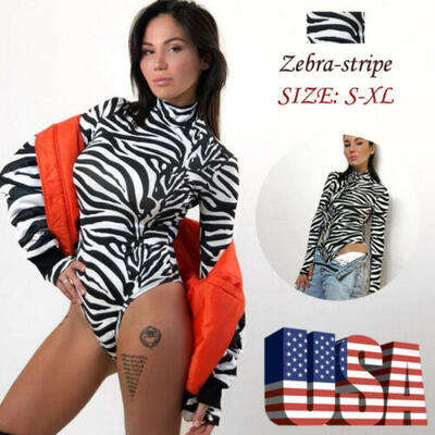 

Women Turtle Neck Long Sleeve Romper Stretch Leotard Bodysuit T-Shirt Top Blouse
