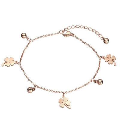 

Lucky Clover Bells Charm Anklet Foot Chain Women Summer Sandal Ankle Bracelet