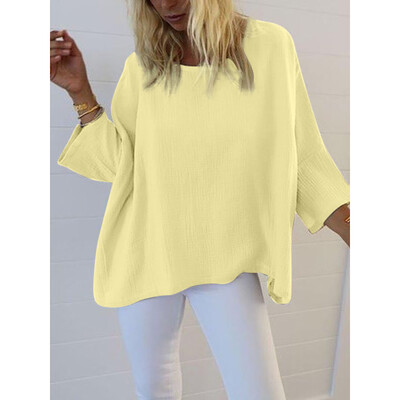 

Starmoon Summer Womens Loose Fashion Recreational Pure Collar Short T-shirt