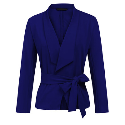 

Roseonmyhand Women Long Sleeve Solid Cardigan Elegant With Belt Slim Coat