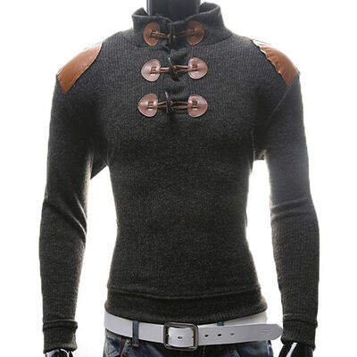 

Mens Long Sleeve Knitted Cardigan V-neck Pullover Button Jumper Warm Sweater Top