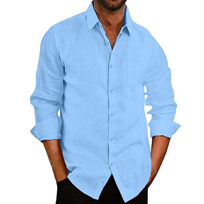 

Tailored Mens Baggy Cotton Blend Pocket Solid Long Sleeve Retro T Shirts Tops Blouse