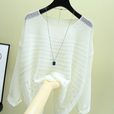 

Starmoon Women Hollowing Out Leisure O-Neck Tops Knitting Half Sleeve T-Shirt Blouse