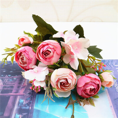 

Toponeto 1 Bouquet Vintage Artificial Peony Silk Flowers Bouquet for Decoration