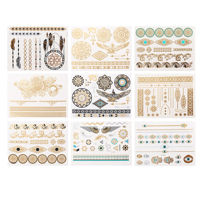 

Metallic Bronzing Retro Fashion Temporary tattoo 9pcs Body Makeup Sticker