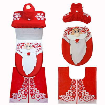 

〖Follure〗Fancy Santa Toilet Seat Cover&Rug Bathroom Set Christmas Decor