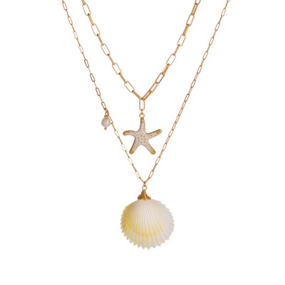

Fashion White Pearl Shell Necklaces for Women Girls Metal Button Necklace Chokers Simple Summer Beach Jewelry Collar Wholesale