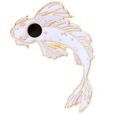 

Black White Koi Fish Metal Enamel Brooch