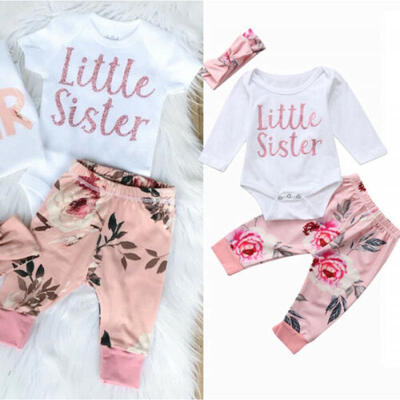 

AU Newborn Baby Girls Sister Clothes Romper Bodysuit Pants Leggings Outfit Set