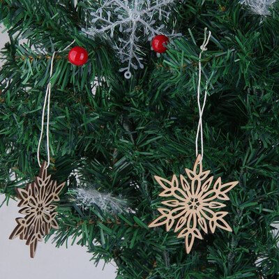 

〖Follure〗10x Wooden Snowflake Cutouts Embellishments Wood Ornament Xmas Gift Tag