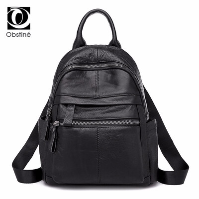 

Genuine Leather Backpacks Women Luxury Soft Real Cow Leather Backpack for Girls Black Fashion Bagpack Female Designer Back Pack