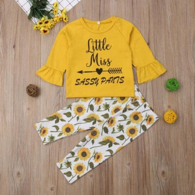 

Toddler Baby Girls Floral Tops T-shirt Long Pants Leggings Outfits Clothes