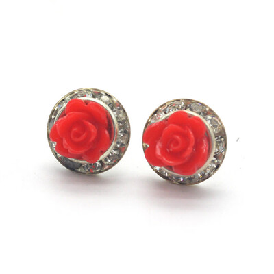 

Olaru Jewelry 6 Colors Korea Rose Duoble Sides Stud Earring Female Crystal Small Cute Holder Earrings Hooks Sale C-P52