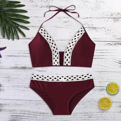 

Saidsome Women Swimming Costume Padded Lace tie Swimsuit Monokini Swimwear Bikini