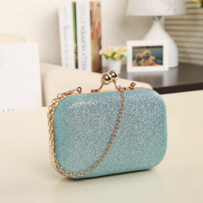 

New Fashion Women Casual Girls Sequined Single Metal Chain Square Portable Wedding Clutch Bags Evening Dinner Handbag