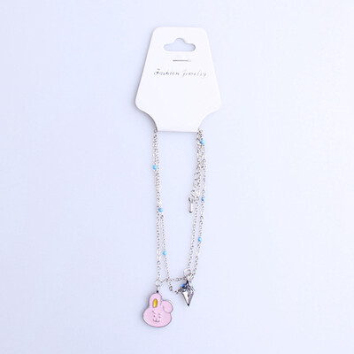 

yuhiugre BTS Bracelet Cute BTS Bangle Cartoon Double Stranded Bracelet Delicate Womens Charm Bracelets