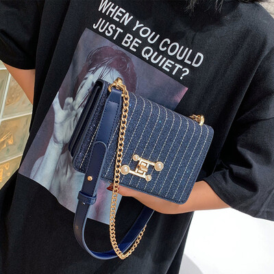 

Net red packet 2019 popular female bag new texture chain bag summer small fresh messenger bag ins shoulder bag