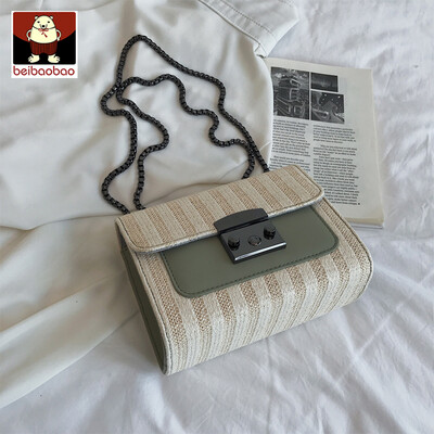 

On the new small bag girl 2019 new fashion chain single shoulder bag foreign air leisure straw woven oblique satchel bag