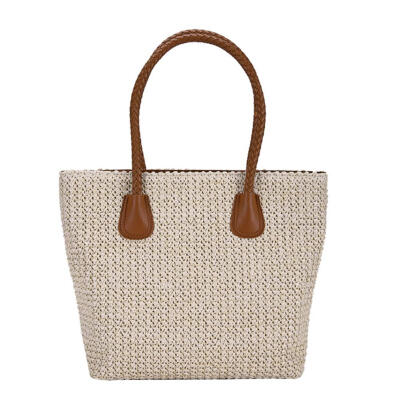 

Straw Woven Shoulder Handbags Women Knitting Top-handle Bags Shopping Totes