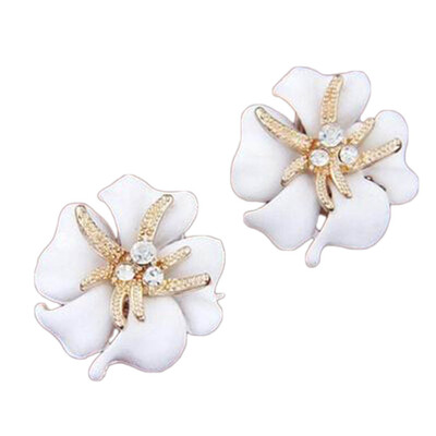 

New Popular Fashion Jewelry Exquisite Flowers Painted Diamond Starfish Earrings