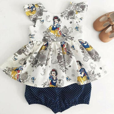 

US Snow White Toddler Baby Girl Summer Tops DressShorts Outfits Clothes Set