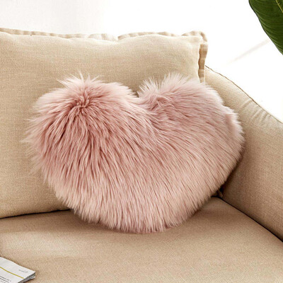 

Heart Shape Fluffy Faux Fur Plush Soft Sofa Chair Bed Room Decor Pillow Case Cushion Cover