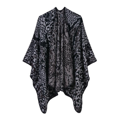 

Fashion Women Winter Leopard Print Pattern Poncho Scarf Thick Warm Shawl Pashmina Vintage Casual Cloak Outerwear
