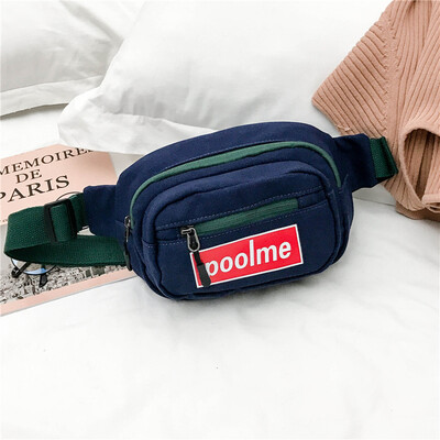 

Sports pocket female 2019 new Korean version of the personality wild girl canvas small bag Japanese Harajuku ins chest bag