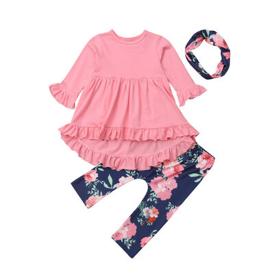 

Kids Baby Girls Winter Clothes Floral Ruffle Tops Dress Pants Toddler Outfits