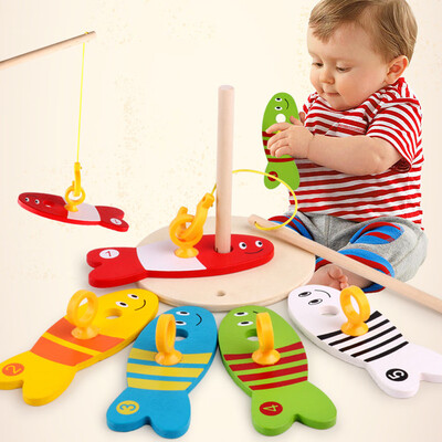 

YIWULABaby Kids Fishing Nest Game Digital Fishing Wooden Fishing Sets Educational Toy