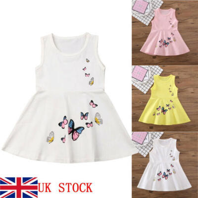 

UK Toddler Baby Floral Girls Sleeveless Dress Princess Casual Dresses Clothes