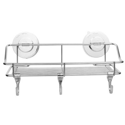 

Vacuum Suction Type Bathroom Kitchen Storage Rack Shelf Holder with 3 Hooks