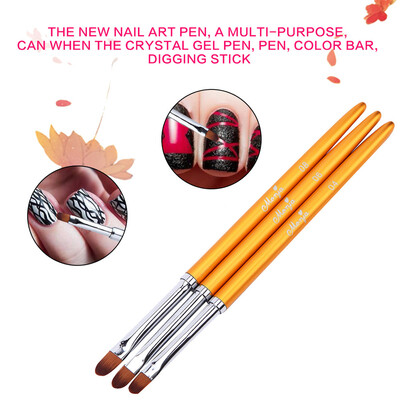 

Toponeto 3pcsNail Art UV Gel Polish Design Dot Painting Detailing Pen Brushes Tool Set